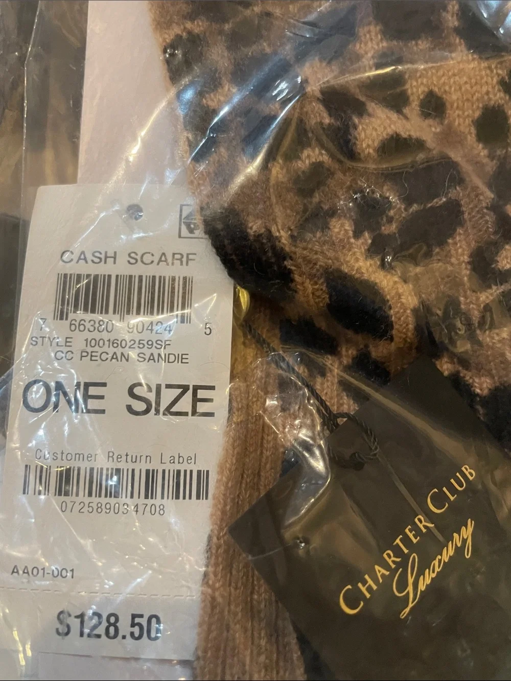Cash Scarf in Pecan Sandie Animal Print NWT 💯% CASMERE